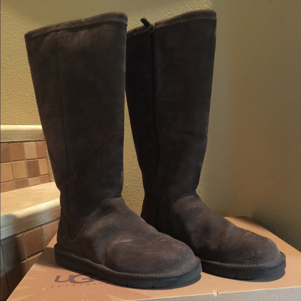 Brown ugg boots tall zipper - never worn